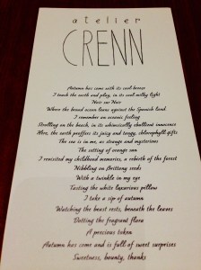 The menu at Atelier Crenn, a poem.