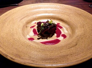 Beet Cooked in Edible Skin: mustard greens, miso