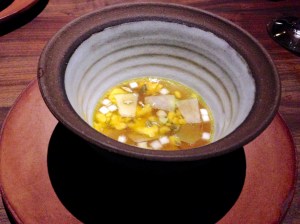 Golden Hubbard Squash-Apple Consommé: charred onion, turnip, monterrey cypress