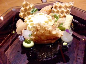 The dessert, a honey cake.