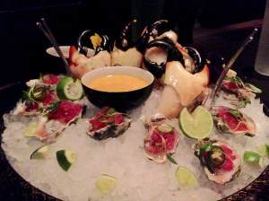 Fire & Oysters: Yamamomo, Granita, Serrano Chili. Stone Crabs (seasonal).
